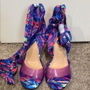 Shoe Dazzle Multicolor Heels with Purple Accents